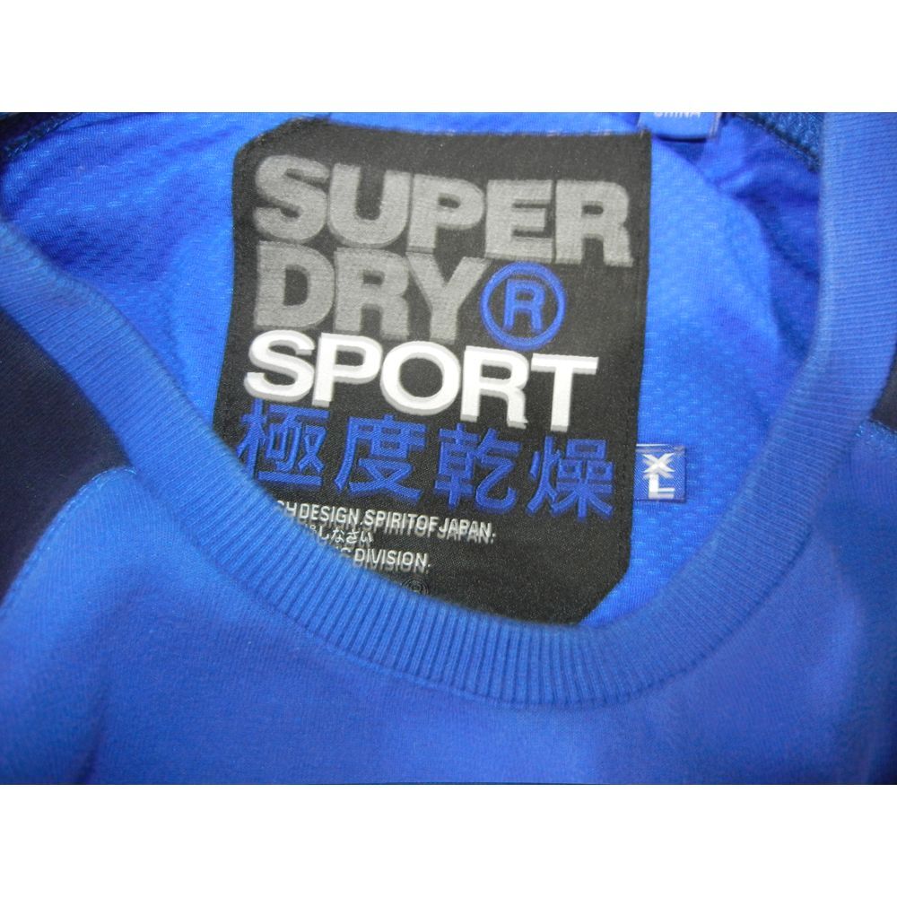 SUPERDRY Sport Men Sweatshirt Sz XL Gym Pullover Black Blue Adult Logo Cotton - Picture 6 of 6
